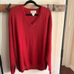 Eddie Bauer Red V-Neck Sweater
